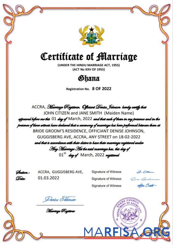 Printable Ghana marriage certificate Word and PDF template